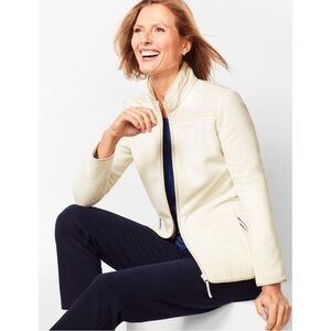 Talbots Women’s Cream Fleece Zip Up Jacket Size M Medium Winter Layering